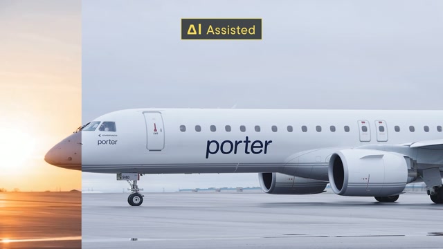 2026 AI-assisted motion design demo reel, Porter Airlines plane