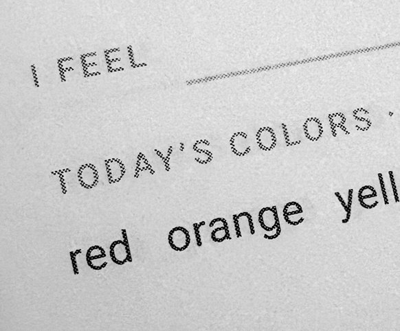 The mood and colour prompt inside the book