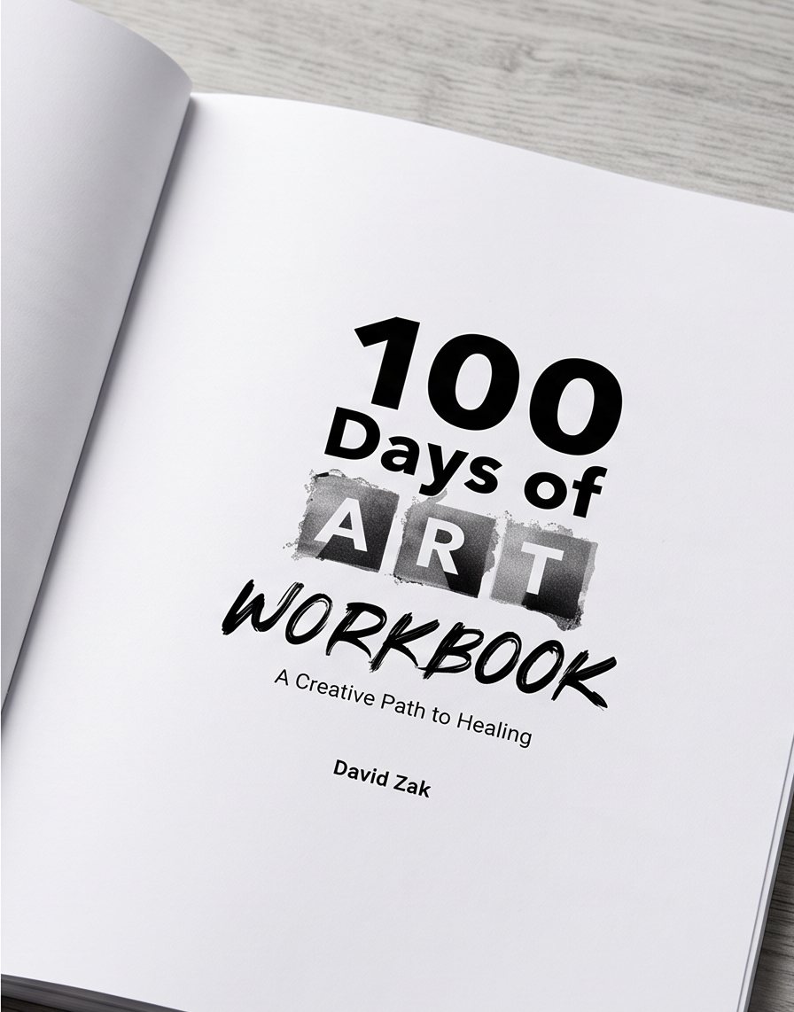 An opening page inside the 100 Days of Art Workbook