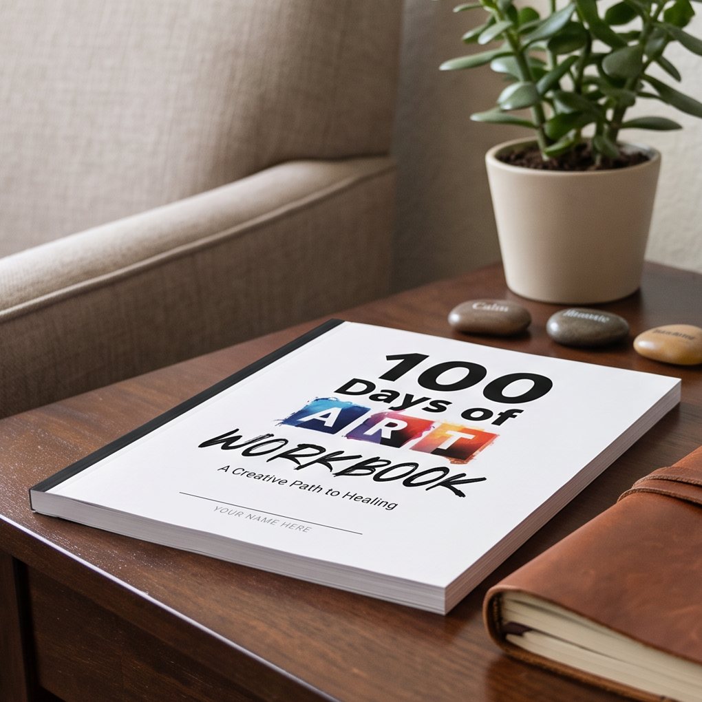 The workbook on a table beside a reading chair