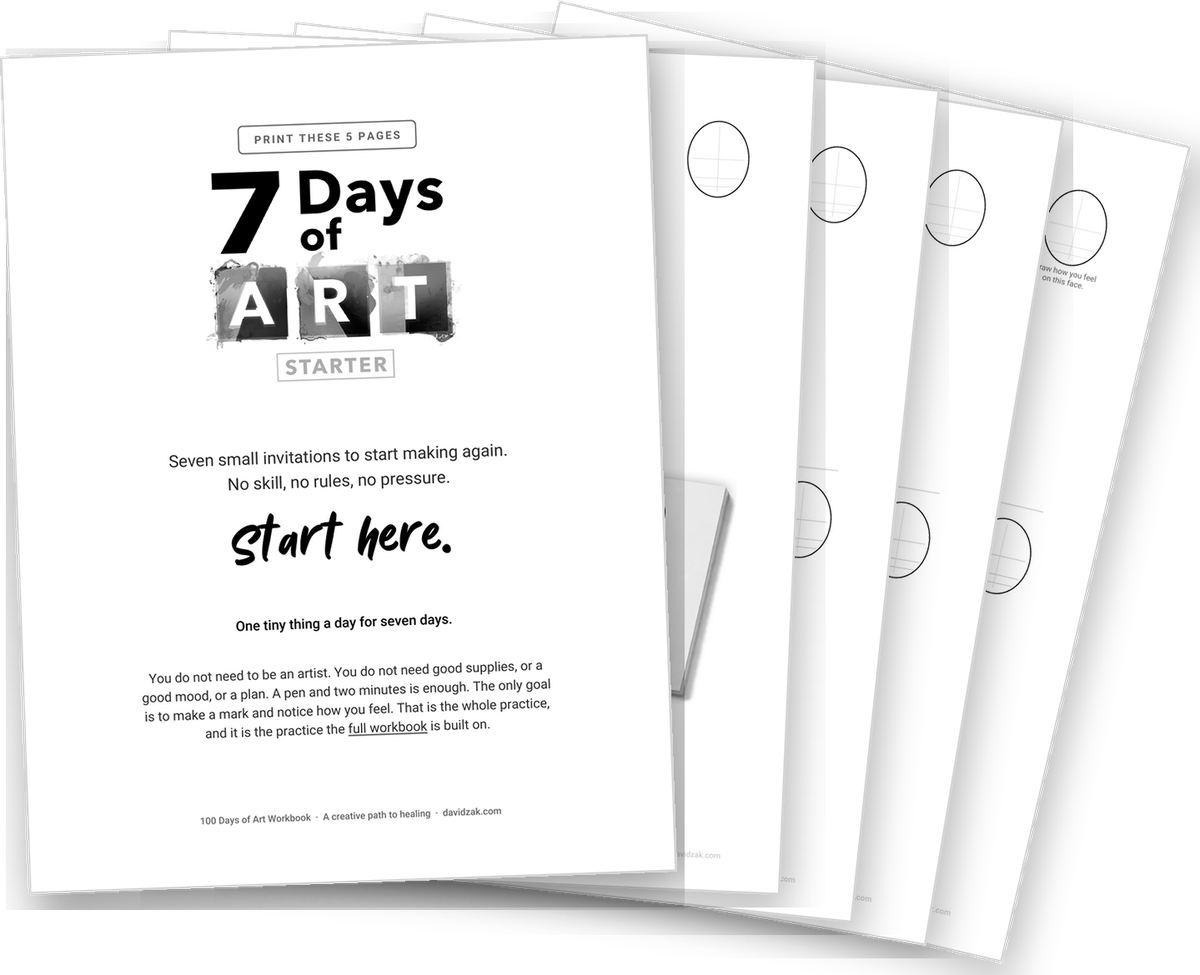 The 7 Days of Art starter, 5 printable pages